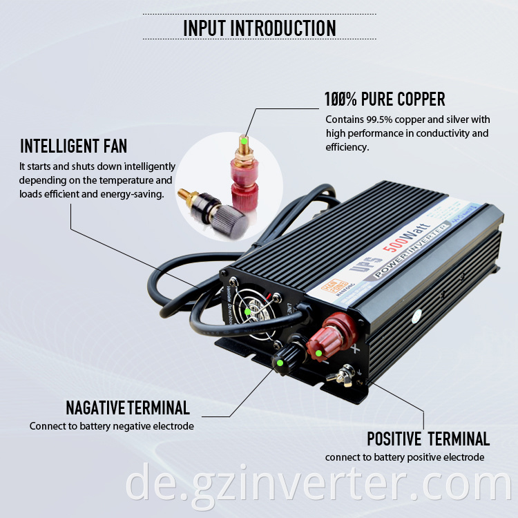 500W 12 Volt bis 220 Volt Solar -Power -Wechselrichter mit Ladegerät 220 -V -Wechselrichter